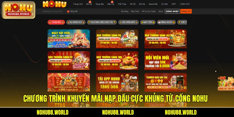 Chương trình khuyến mãi nạp đầu cực khủng từ cổng Nohu
